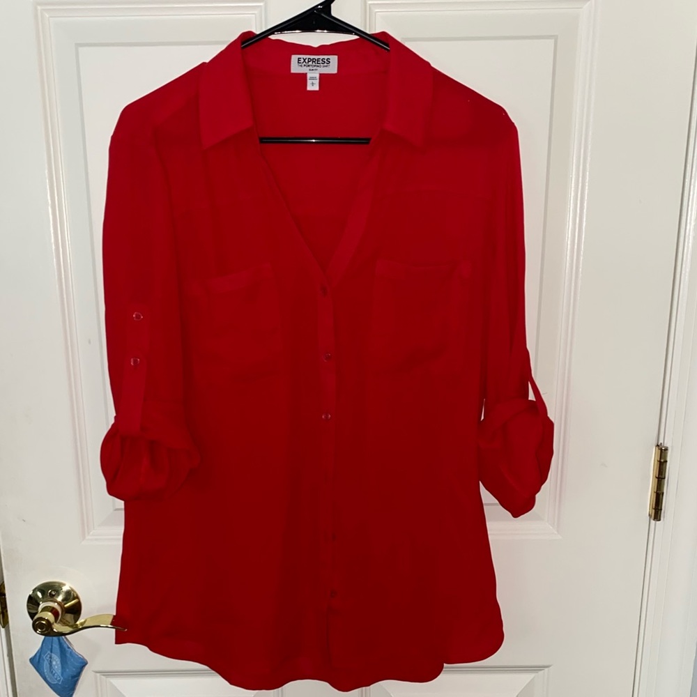 EXPRESS SLIM FIT PORTOFINO SHIRT - RED
